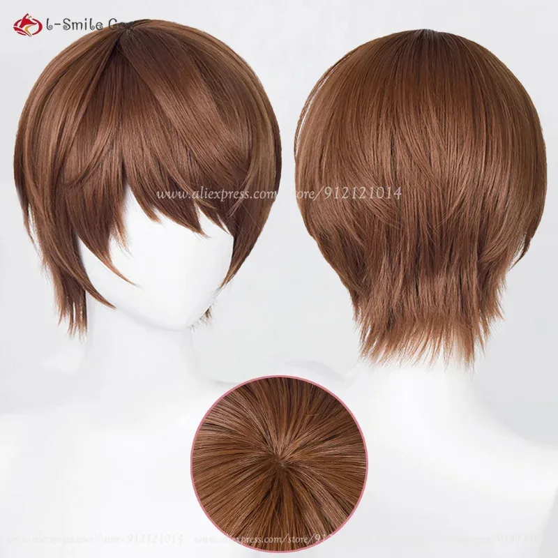 2025 аниме парики 30 см короткая кожа головы темно-коричневый Ягами светло-термостойкие синтетические волосы косплей костюм