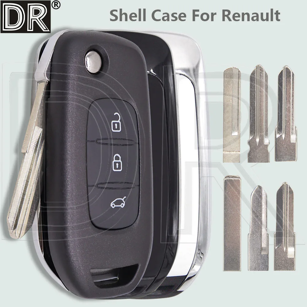 DR-carcasa de repuesto para llave remota de coche, 3 botones, para Renault Captur Duster Dacia Megane 3 Symbol Logan 2 Sandero 2 Kadjar
