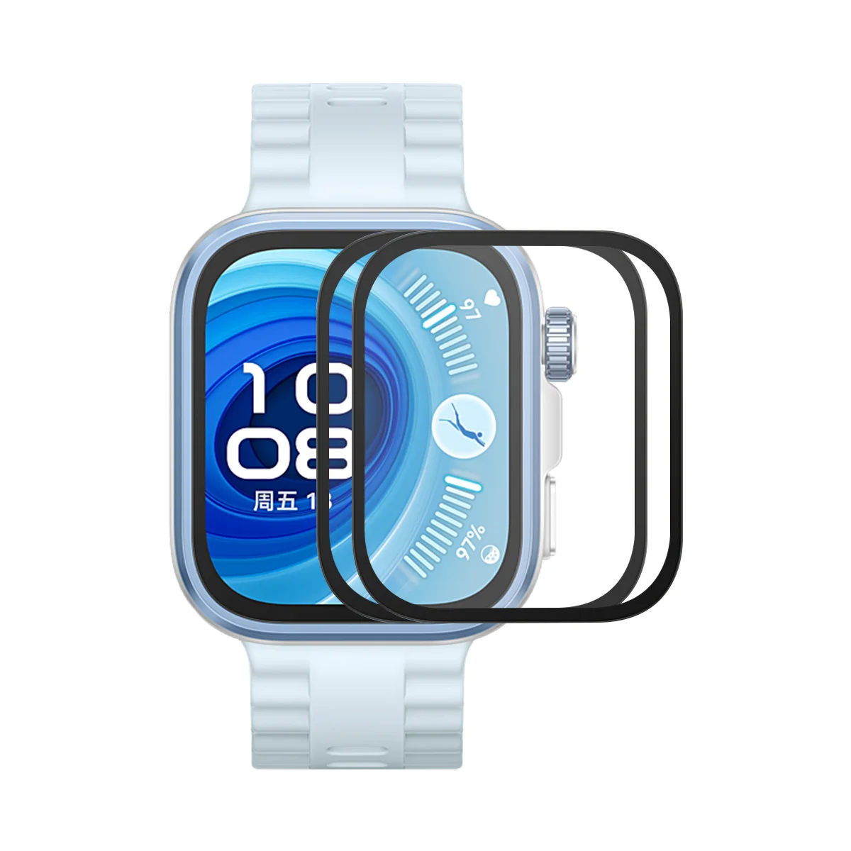

Для Huawei Watch Fit 4 Pro 2 шт. Защитная пленка для экрана 3D изогнутый ПК + ультра прозрачная пленка из ПММА - черный