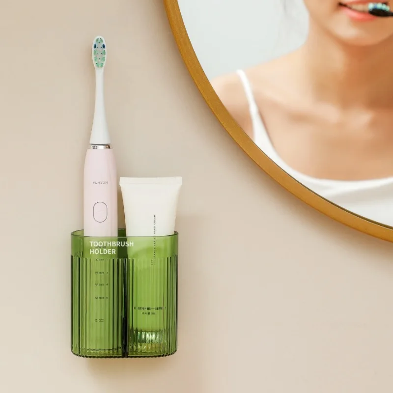 Wall-mounted Simple Toothbrush Toothpaste Holder Bathroom Drill-Free Toothbrush Storage Box Bathroom Drain Holder Organizer
