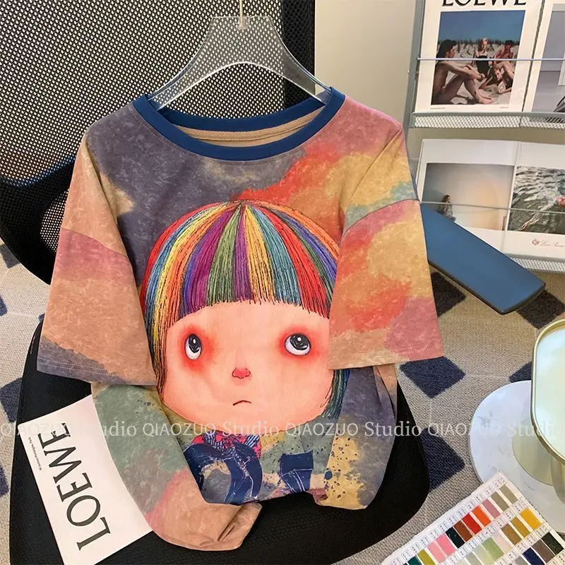 

Short Sleeve T-Shirts Womens Floral Printed Cotton Cottagecore Relaxed Fit Comfortable Inspired Aesthetic Breathable Tops
