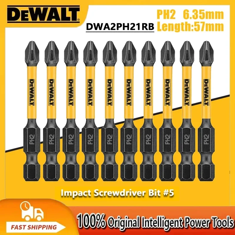 DEWALT Impact Screwdriver Bits 2/4/6/10PCS PH2 57mm Original Electric Screwdriver Impact Resistant Cross Head DWA2PH21RB