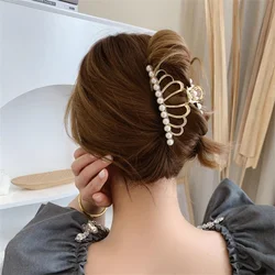Pearl rabbit ears catch clip Women Geometric Hair Claw Girls Clamps Metal Hair Crab Cross Hair Clips Headband retro Hairpin new