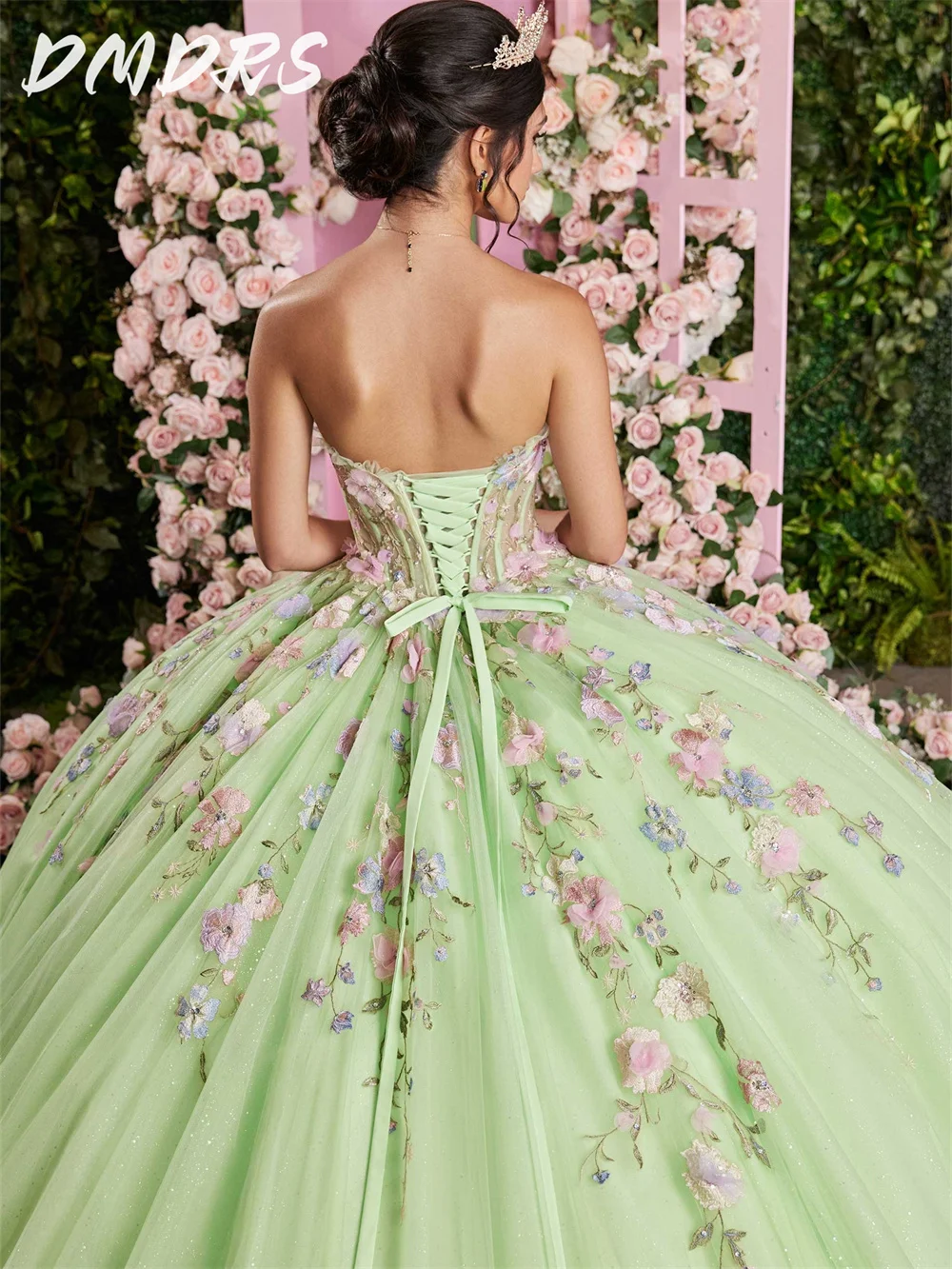 Charming Decal Quinceanera Dress Graceful Sweetheart Party Dress Stylish 3D Flower Ball Gown Sweet 16 Party Gown