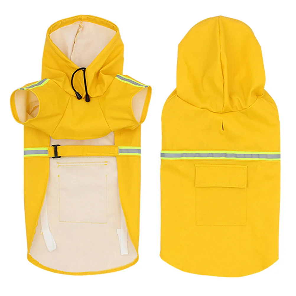 

Reflective Dog Raincoat Yellow Xxl Waterproof Pet Hooded Rain Jacket for Outdoor Walking Safe Night Visibility