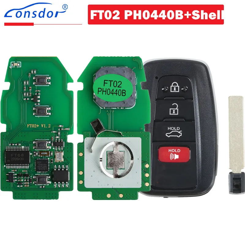 Lonsdor FT02 PH0440B V1.2 for RAV4/Avalon/Camry 2018-2021 Smart Key 312MHz 314 433 MHz for K518 Pro KH100+ and Key Shell 3+1B