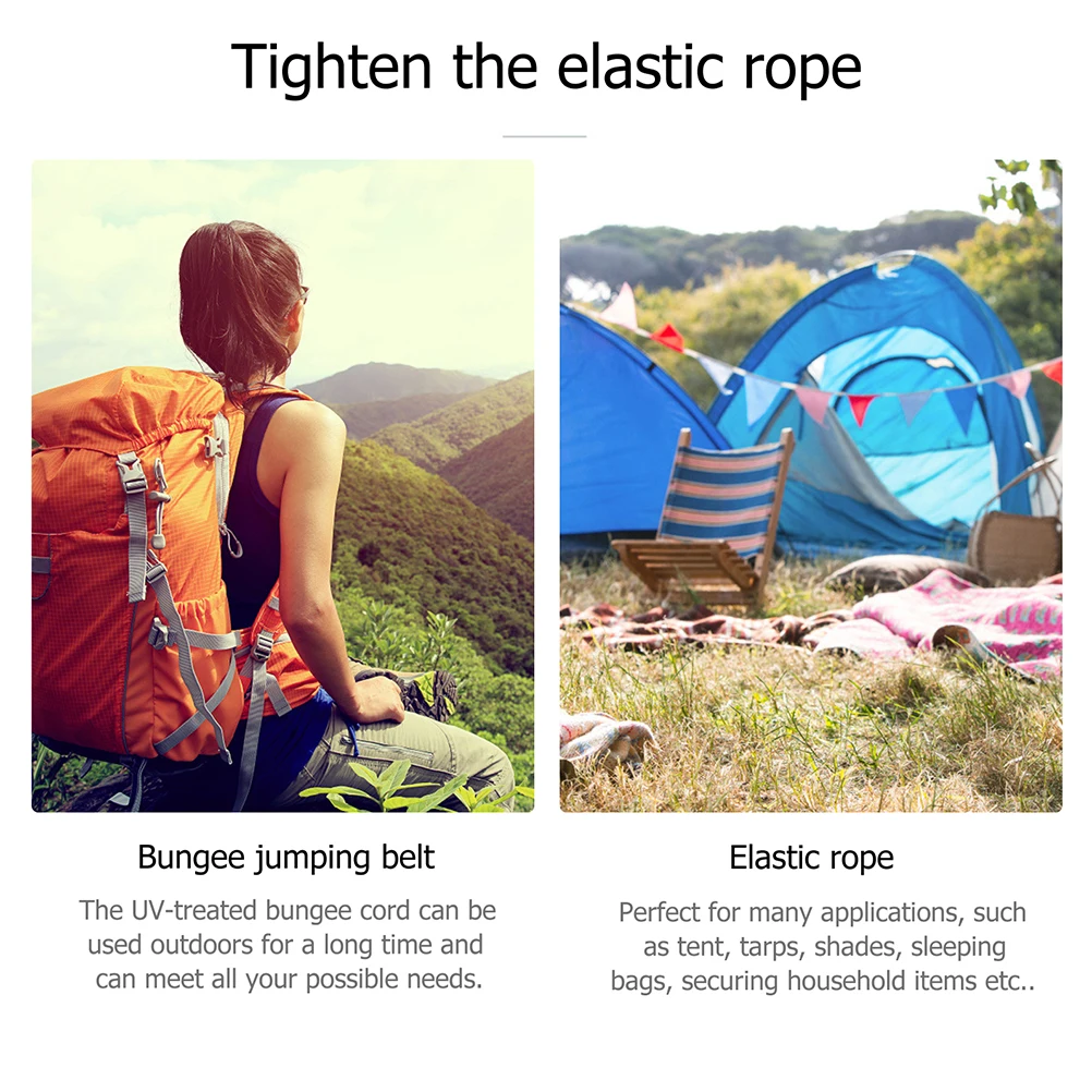 

Elastic Rope Bungee Cords Durable Shock Ball Straps Tie Down Tarp Canopy Heavy Duty Outdoor Indoor Tent Cables Organizer Wear