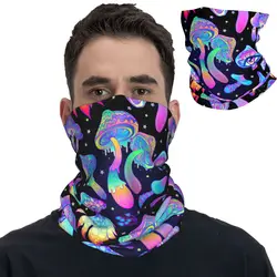 Magic Mushrooms Psychedelic Bandana Neck Gaiter Printed Balaclavas Magic Scarf Headband Fishing for Men Women Adult Breathable