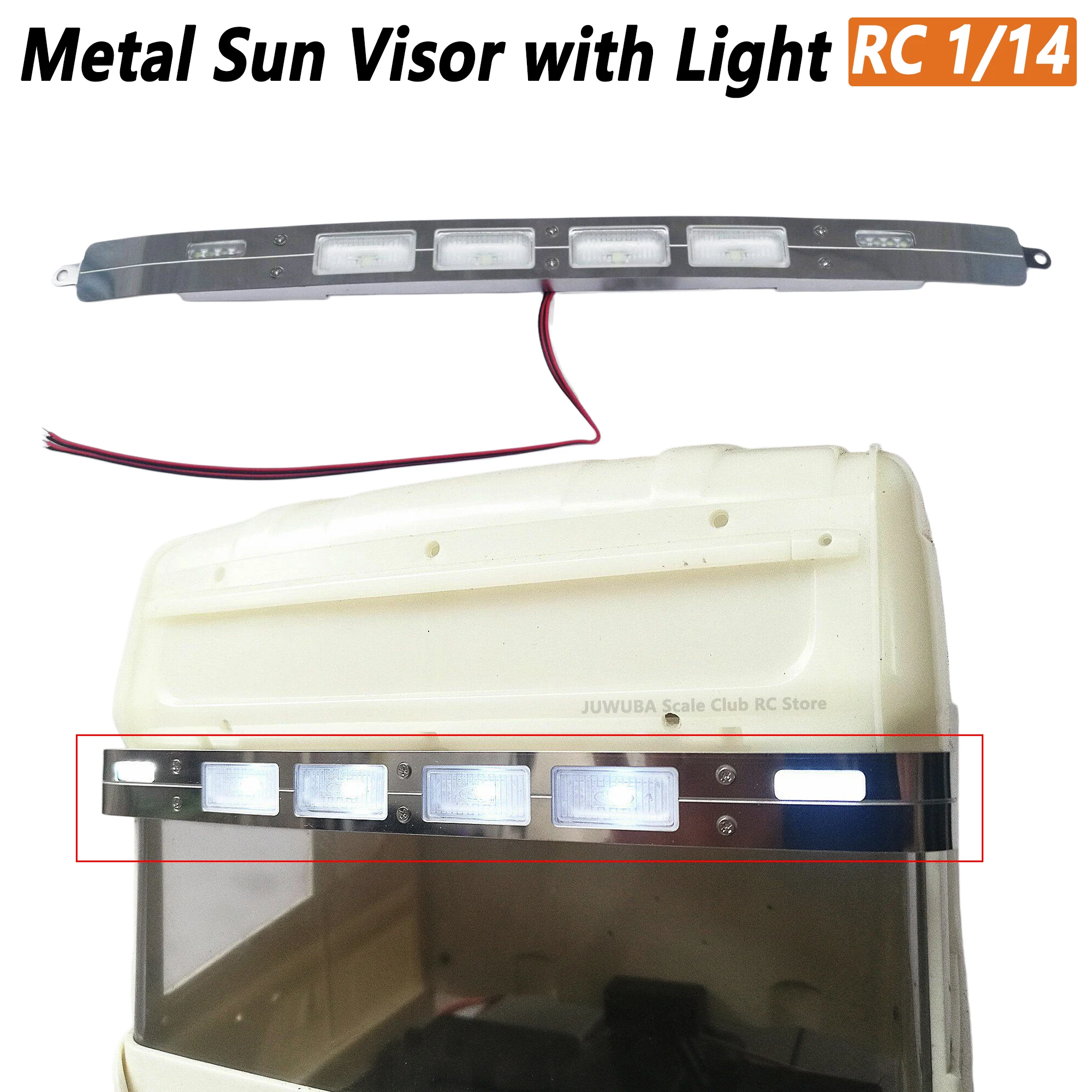 Metal Sun Visor With Light for 1/14 Tamiya RC Truck Trailer Tipper Scania R R620 R730 R470 56323 Car Diy Parts Accessories Toys