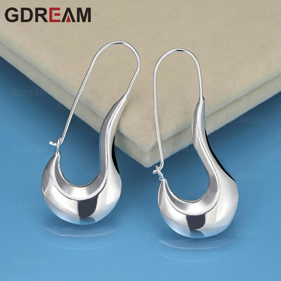 

GDREAM 925 Sterling Silver Long Flat Smooth Sickle Earrings Women'S Exquisite And Cute Wedding Jewelry