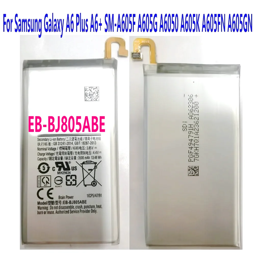 New EB-BJ805ABE Battery For Samsung Galaxy A6Plus A6+ SM-A605F A605G A6050 A605K A605FN A605GN Mobile Phone