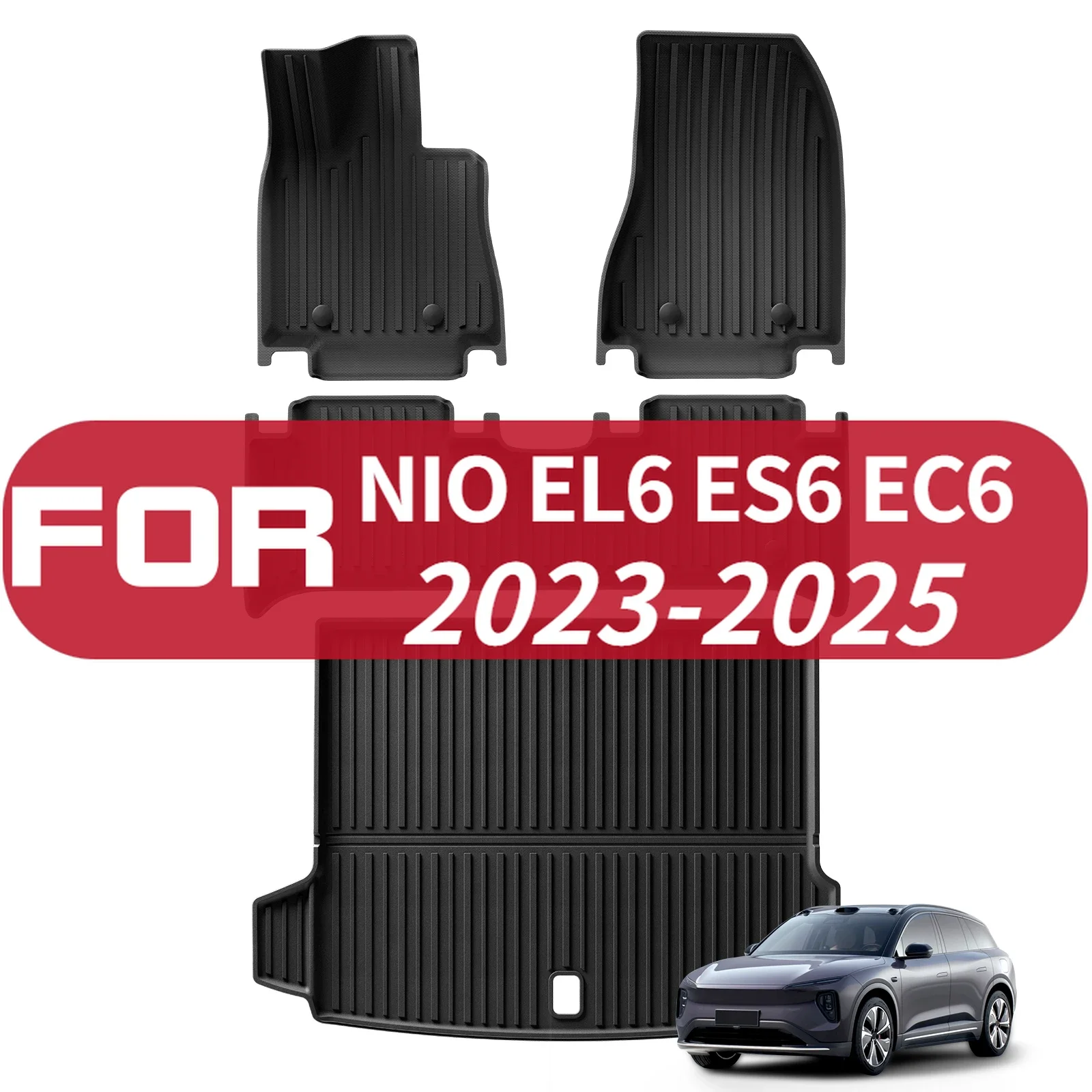 NIO EL6 ES6 EC6 2023-2025 TPE ثلاثية الأبعاد الحصير سيارة مجموعة اليسار الدفة جذع الوسادة مخصص صالح القدم حصيرة اكسسوارات للمركبة الداخلية P #1