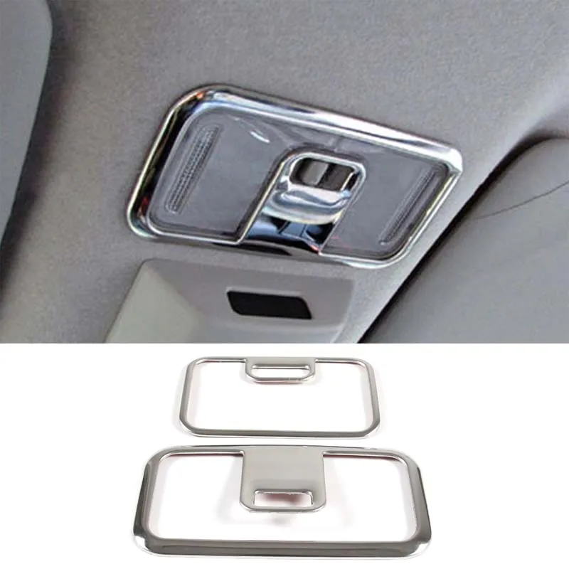 

For Daihatsu Tanto LA650 2022 ABS Silver Car Styling Roof Reading Light Frame Sticker Car Interior Protection Accessories 2Pcs