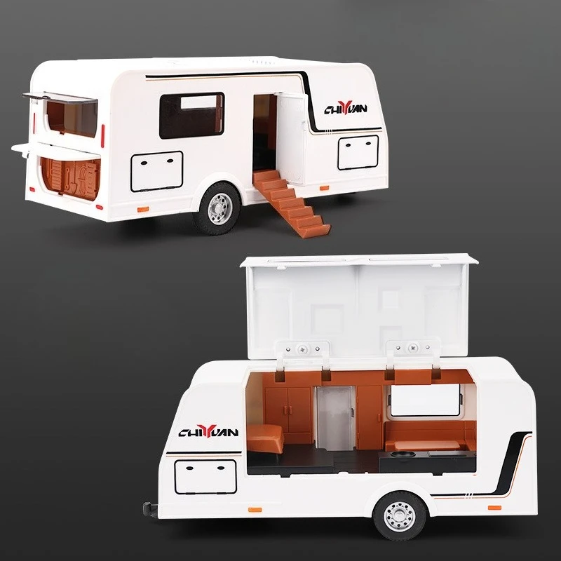 Symulacja 1:32 Mamutowy Przyczepa Kamper Metalowy Model Pojazdu Terenowego Dekoracja Domu Zabawka Pojazd z Dźwiękiem i Światłem Prezent dla Dzieci Chłopca