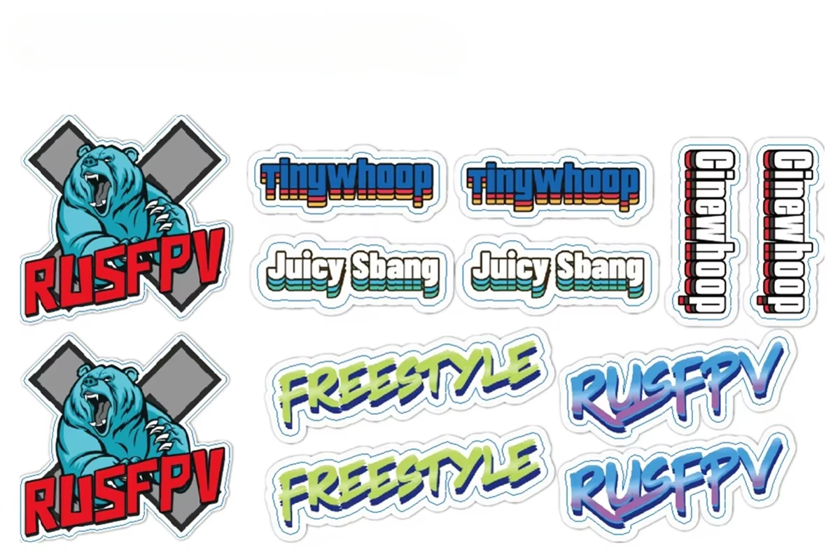 

2PCS RUSFPV 100X180mm FPV Sticker - "Freestyle" "TinyWhoop" "CineWhoop" "Juicy Sbang"