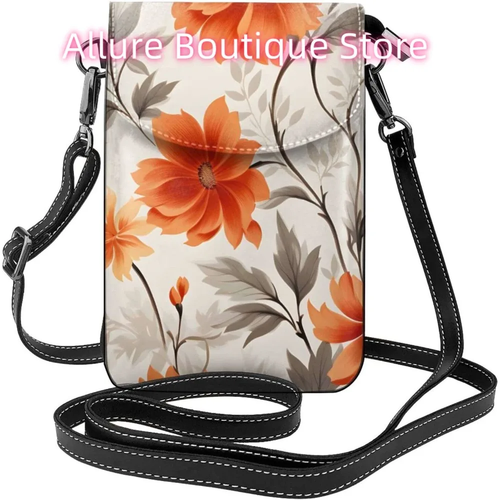 

Classic Flower Crossbody Bag for Women PU Leather Small Travel Cell Phone Pouch Lightweight Mini Phone Purse Wallet Cross Body S