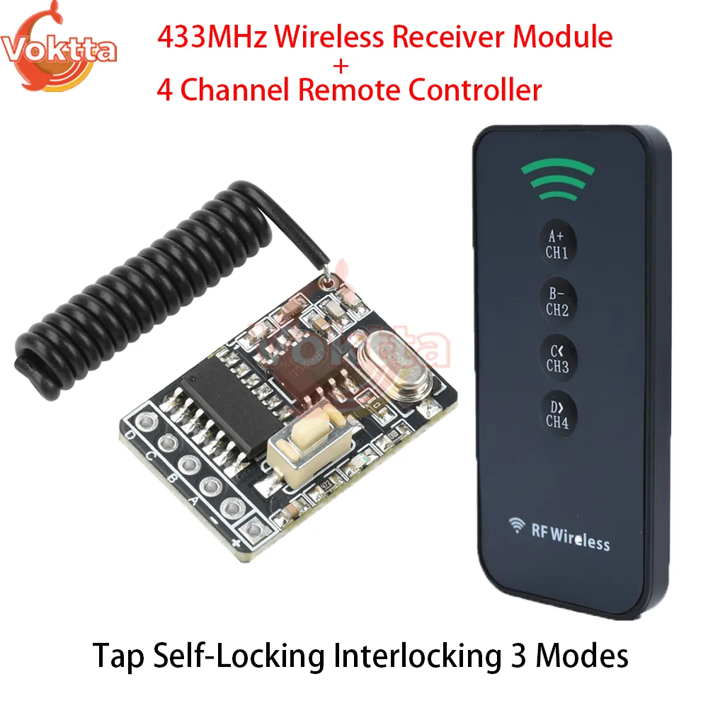 �y�Z�[�����z433MHz ���C�����X��M�@���W���[�� DC 3-5V 4 �`�����l�������[�g�R���g���[���X�C�b�` RF �w�K�f�R�[�h���W���[���^�b�v�Z���t���b�N�C���^�[���b�N