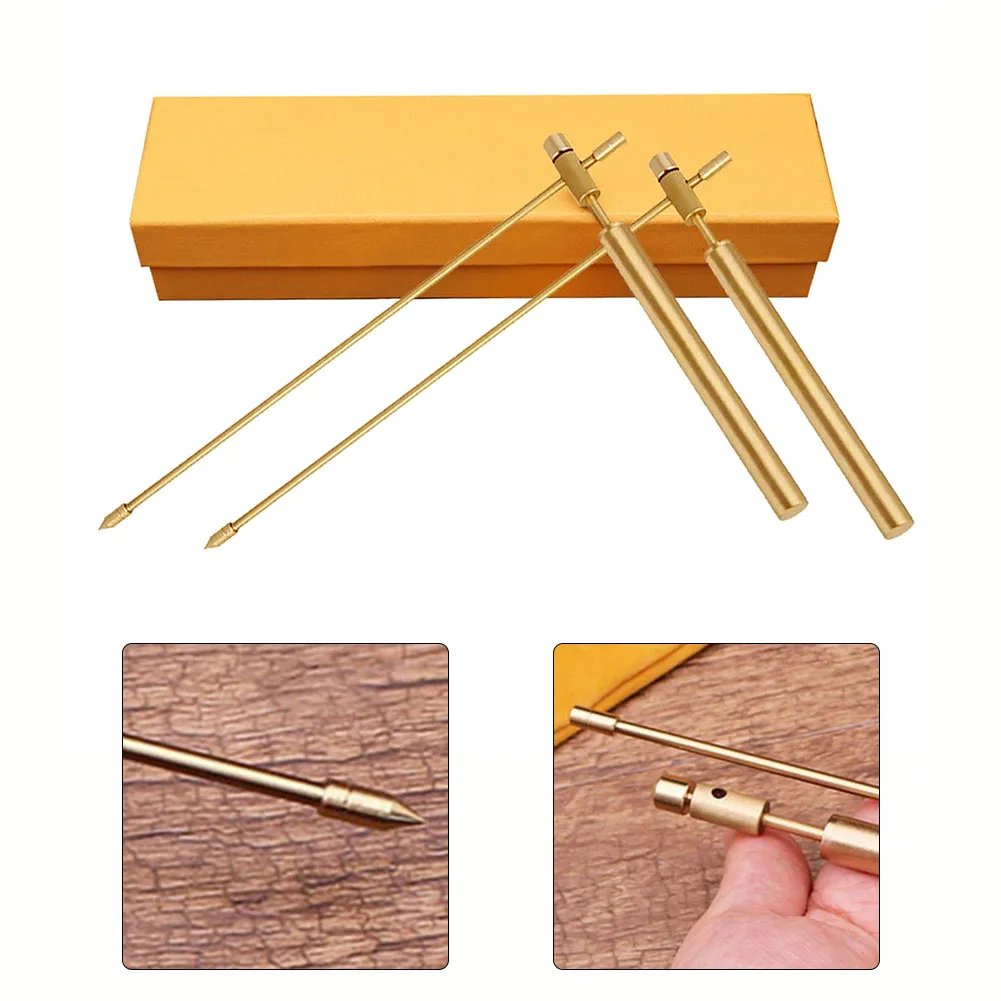 2PCS 99.9% Pure Copper Dowsticks For Treasure Hunting Divination Tools Gold Metal Probe 8.85x2.36x1.77 Inches Measuring Tool