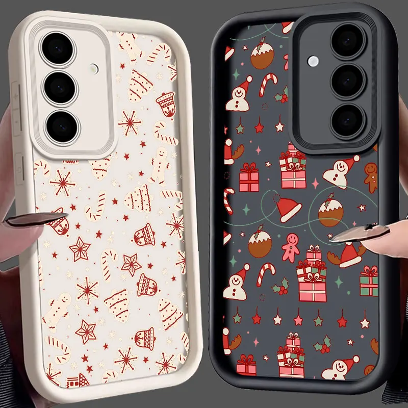 เคสโทรศัพท์ลายภาพวาดคริสต์มาสสุดน่ารัก รุ่น S25FE สำหรับ Samsung Galaxy S25 S24 S23 S22 S21 S20 FE Ultra 5G Plus Note 20