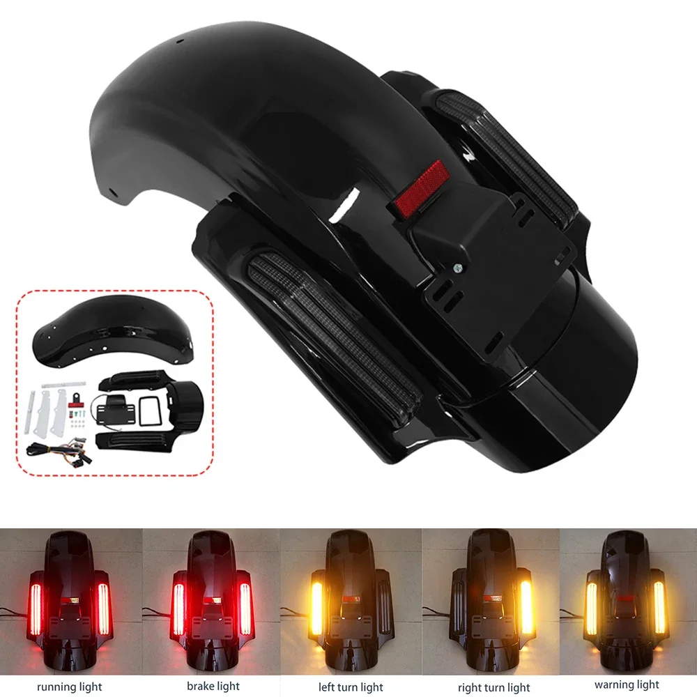 

Motorcycle Rear Fender With License Plate Light For Harley Touring CVO Street Glide Special Road King Road Electra Glide 14-23