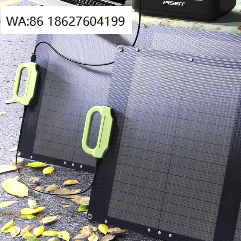 100W 19V All Black Mono Solar Panel, Foldable Photovoltaic Module Outdoor Off Grid Generation
