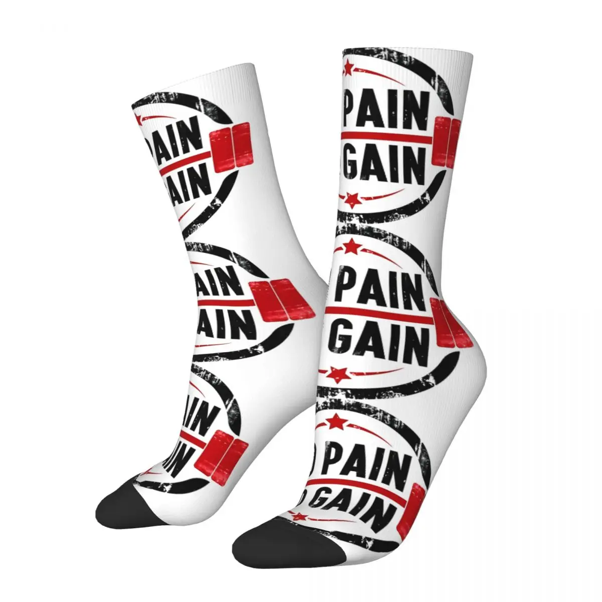 Funny Men's Socks No Pain No Gain Retro Harajuku No Pain No Gain Hip Hop Novelty Pattern Crew Crazy Sock Gift Printed