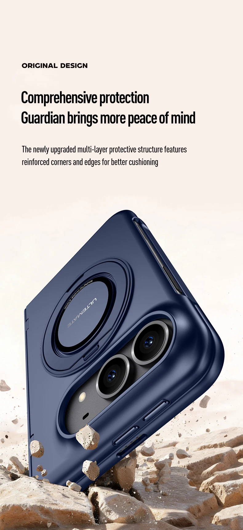 Luxury 360 Rotating Magnetic Stand Hand Strap Case for iPhone Duo 18 Duo Fold Wide Shockproof for Magsafe Film-Integrated Cover