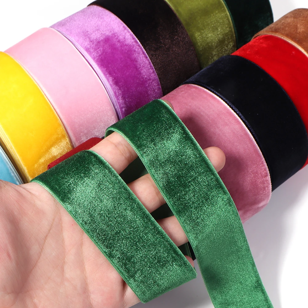 5/10 Yards 6/10/15/25/32/38mm Einseitiges Samtband für Handgemachte Schleifen, Blumensträuße, Geschenkverpackungen, DIY Weihnachts- und Partydekoration – Detail 4
