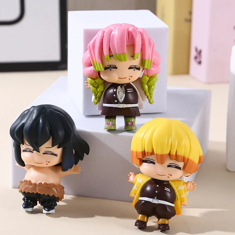 6 szt./zestaw Demon Slayer Mitsuri Kanroji Śliczne Figurki Model Zabawki 6,5 cm Pełne Jedzenie Akcja Kolekcjonerskie Figurki Anime dla Fanów