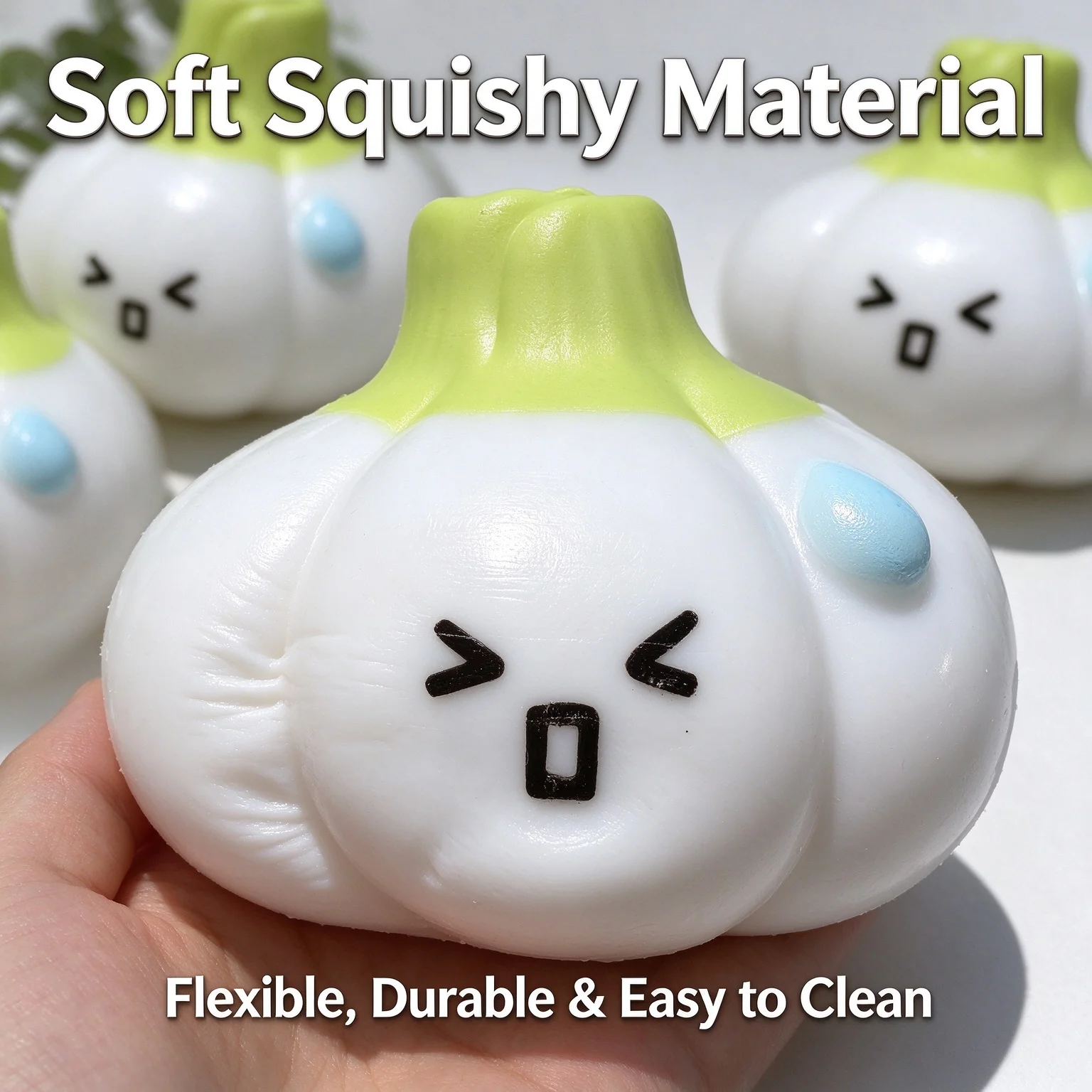 Cute Garlic Squishy Stress Ball Handmade Crispy Sound ASMR Fidget Sensory Squeeze Toy Stress Relief for Kids Adults Party Favors