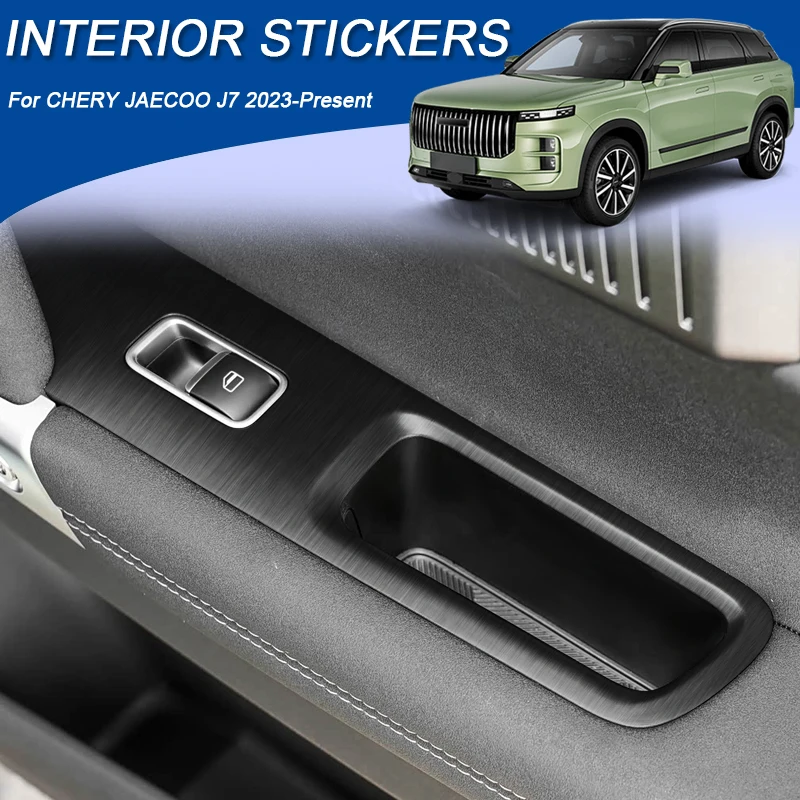 Car Carbon Interior Sticker For CHERY JAECOO J7 2023-Present LHD Window Lifting Panel Decal Gear Door Protective Film Accessory