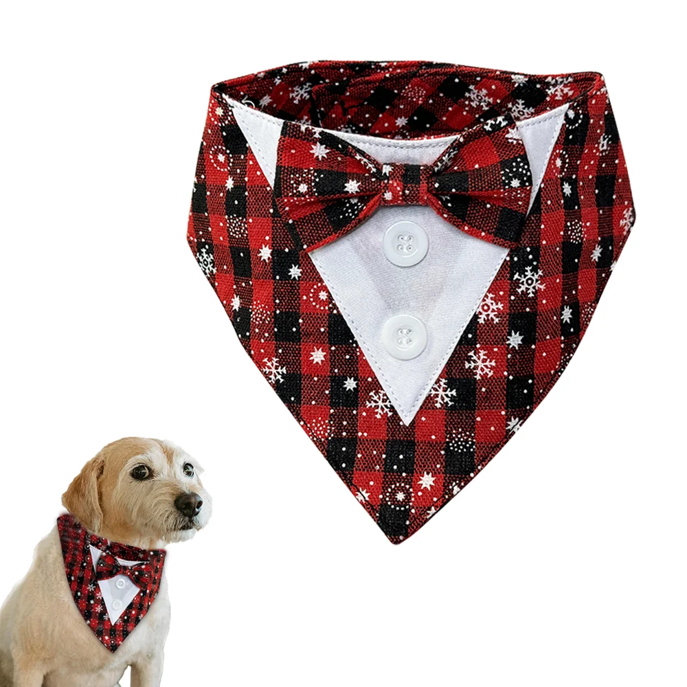 

ONGODOG Triangular Bandage Gentleman Dog Bandana Handsome Bow Tie Pet Merry Christmas for Small Medium Large Dogs Golden Corgi