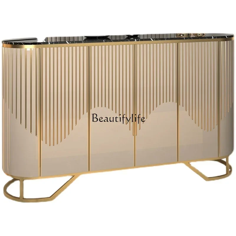 

XX39Italian solid wood light luxury dining edge modern simple entry porch cabinet living room partition stone decorative shoecab