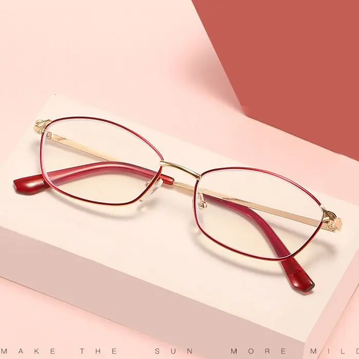 Women's Small Metal Frame Presbyopic Glasses Single Light Reading Close Reading and Playing Mobile Phone