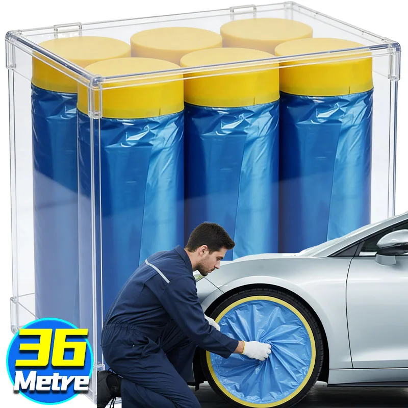 

Самоклеящаяся маскирующая пленка с предварительно нанесенной лентой для ремонта автомобилей, покраски стен, защиты мебели, нарезаемая, пылезащитная