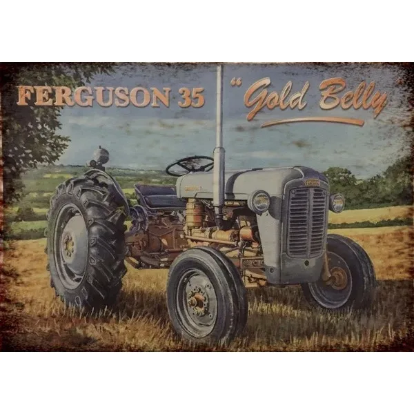 Classic Massey Ferguson 35 Gold Belly Advertising Retro Vintage Metal Sign