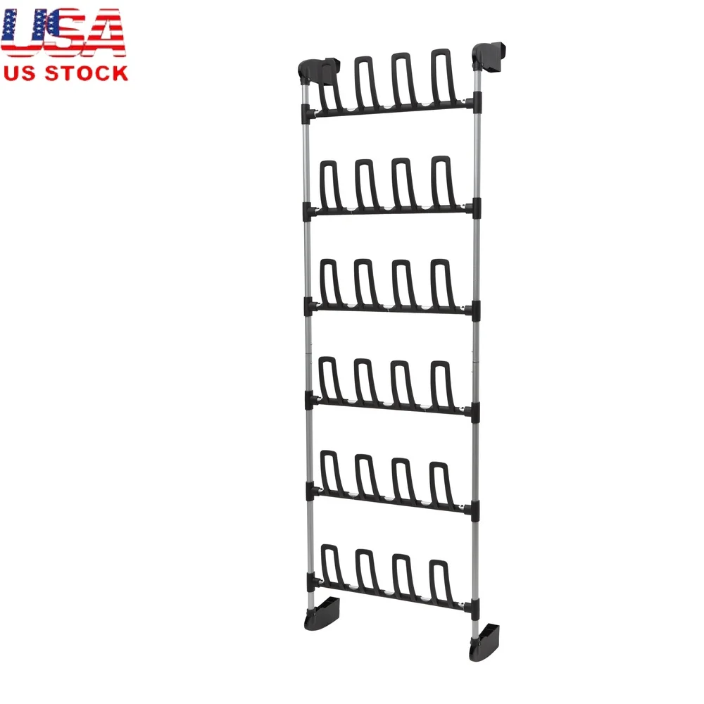 

Over Door Shoe Rack Storage 12 Pairs Sturdy Steel Frame Hanging Plastic Holders Space Saving Organizer Bedroom Closet Laundry