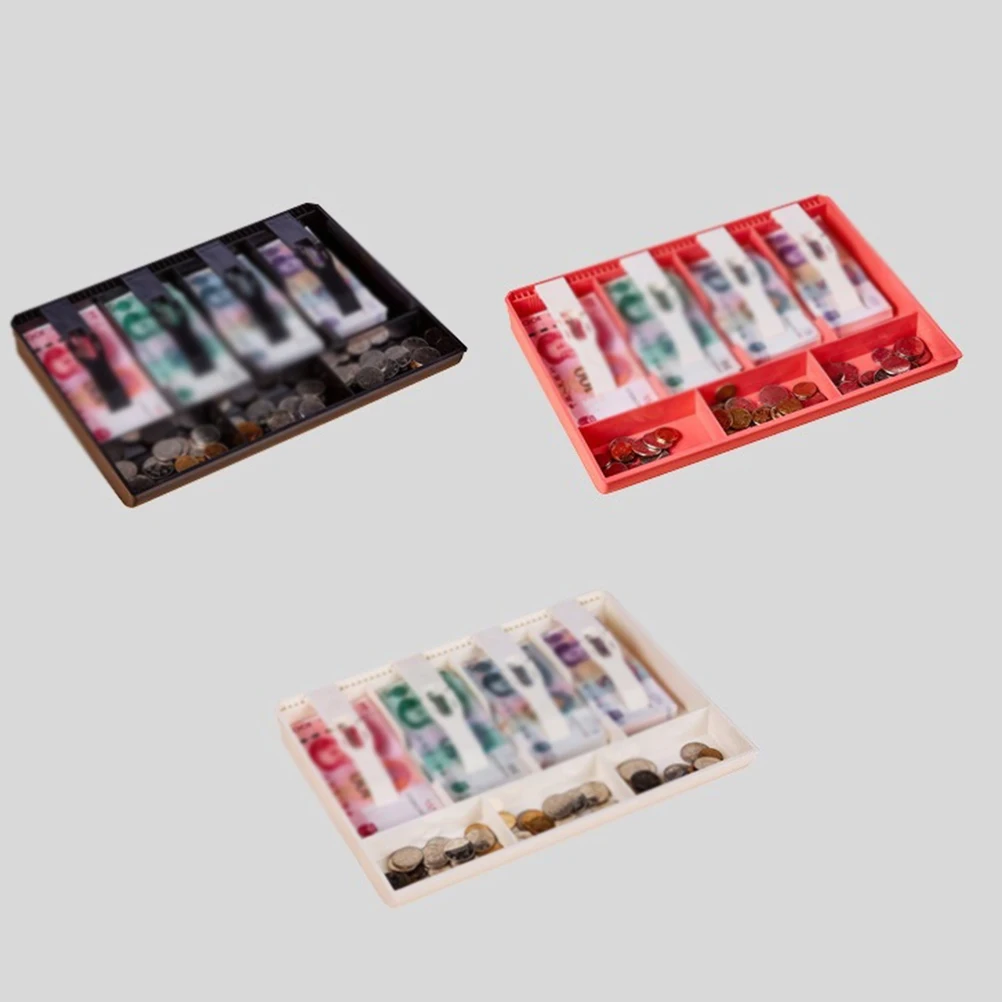 

5 Grids Tray Cash Register Cashier Drawer Currency Coin Insert Replacement Black