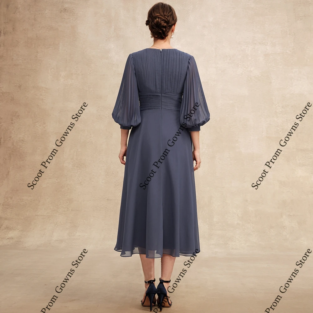 Vestidos De gasa para madre De novia, vestidos De fiesta De boda De manga 3/4 para mujer, novedad De verano 2025, bata De playa con cuello en V