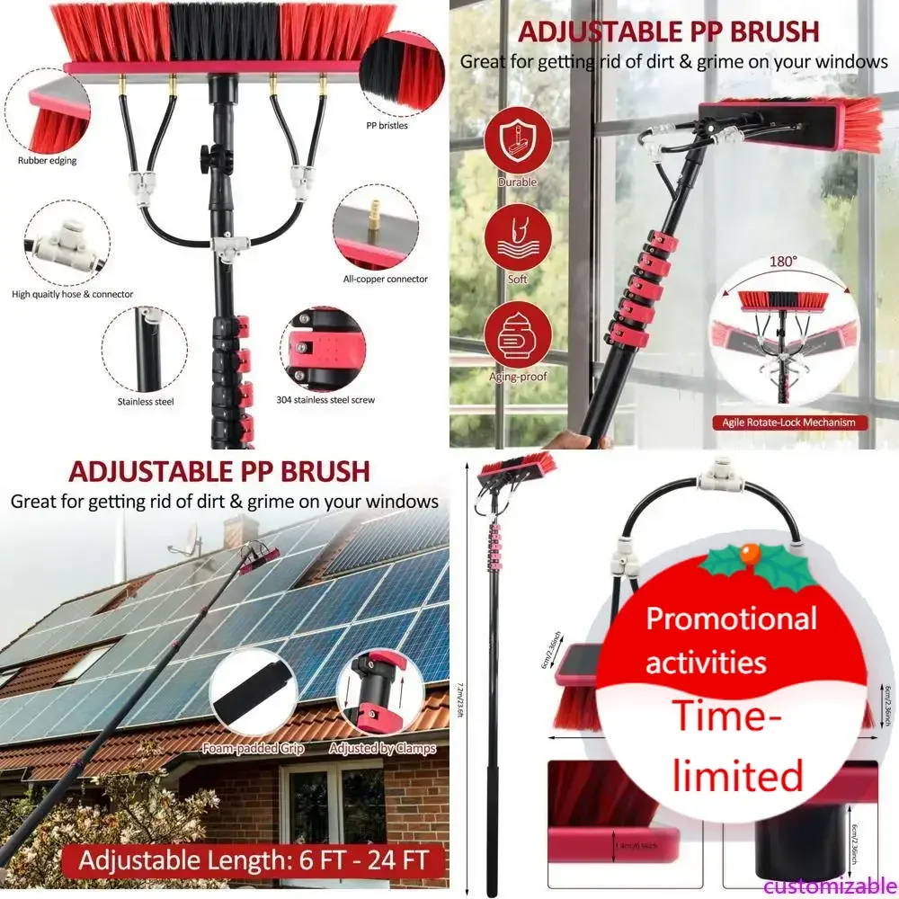 

Горячая распродажа: Алюминиевый телескопический шест для мытья окон с выдвижной щеткой для подачи воды