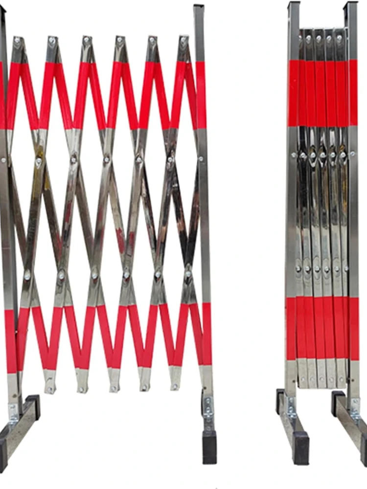 Folding Security Gate, Gate Retractable Traffic Fence, Industrial Expandable Metal Barricade, Adjustable Traffic Fence
