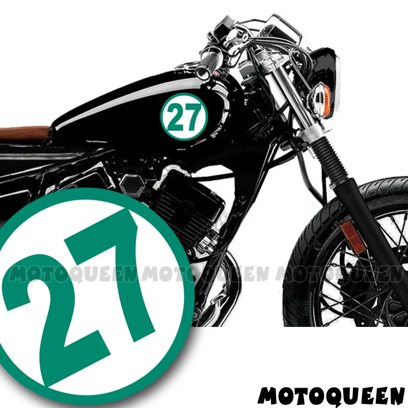 

Racing Number 27 28 29 30 31Motorcycle Helmet Fairing Decal Fuel Tank Side Cover Circle Green Stickers For Kawasaki Harley Vespa