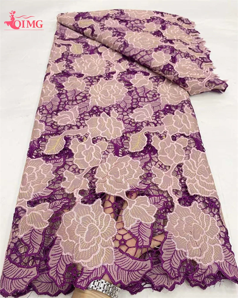 OIMG African Water Soluble Lace Fabric Guipure Cord Lace Fabric Colorful Dress Material 2024 High Quality