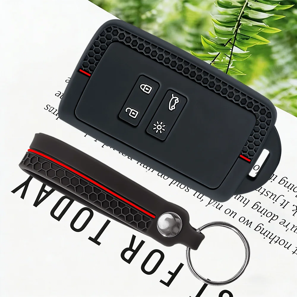 

Premium Silicone Car Key Case Cover With Keychain-For Renault Captur Koleos Kadjar Arkana Megane Dacia Duster Sandero Stepway
