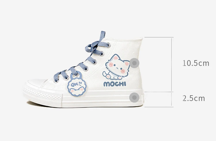 Amy und Michael Kawaii Kitty Cartoon Schuhe Damen High-Top Canvas Schuhe Niedliche Schnürschuhe für Teenager-Mädchen und Studenten – Detail 2