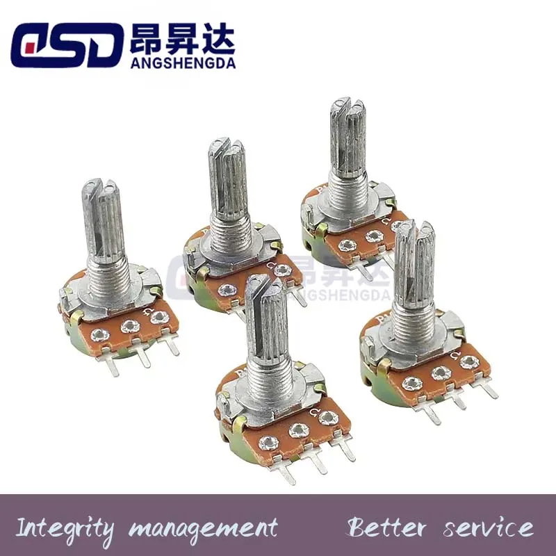 5PCS WH148 3pin B 1K 2K 5K 10K 20K 50K 100K 250K 500K 1M Single Potentiometer L20 20mm D-shaped Shaft