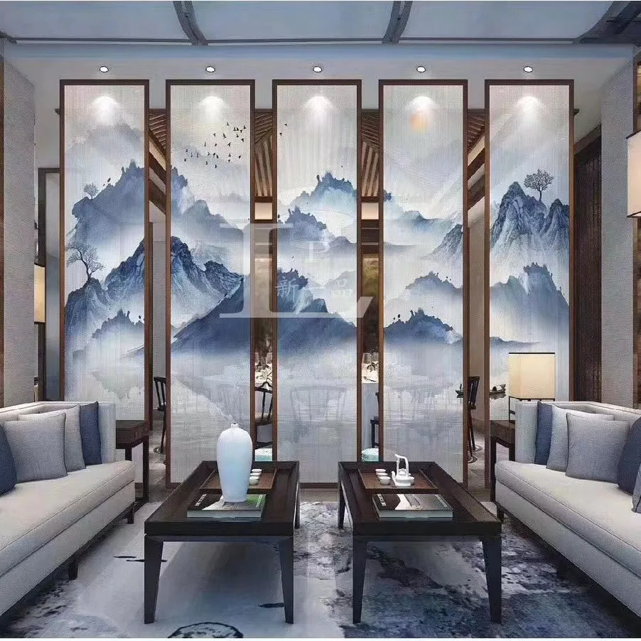 Changhong glass stainless steel screen partition Chinese living room entrance entrance barrier wall