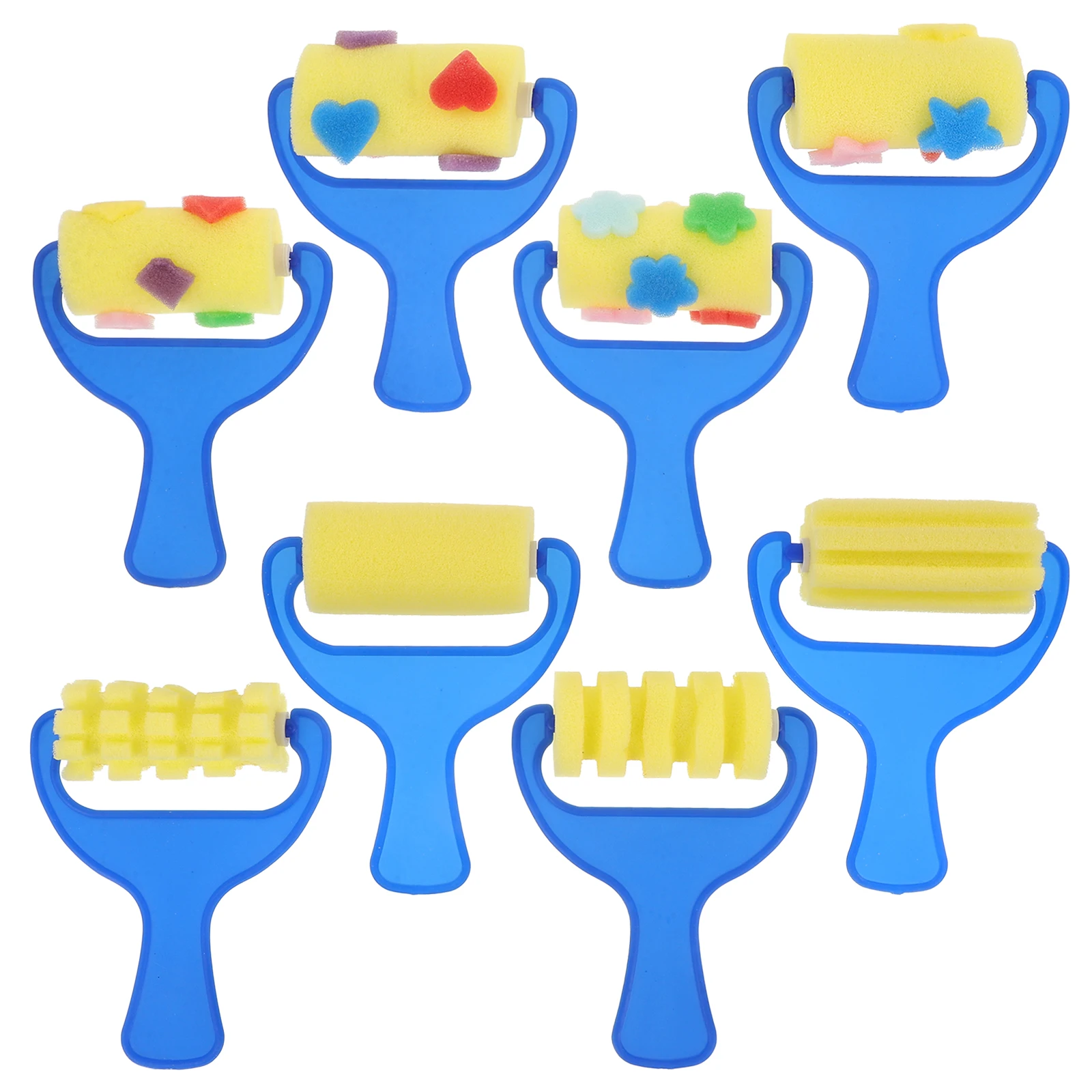 

4pcs 2 Set Sponge Paint Brush Durable Premium Material Kids Tools Drawing Roller Graffiti Tool Sponge Portable Long