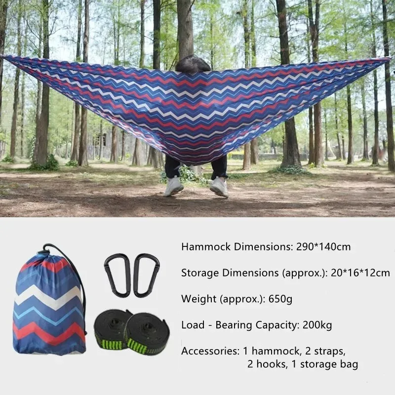 Patterned Parachute Camping Hammock, Lightweight Nylon for Single/Double, Portable Swing Bed for Hiking & Backyard