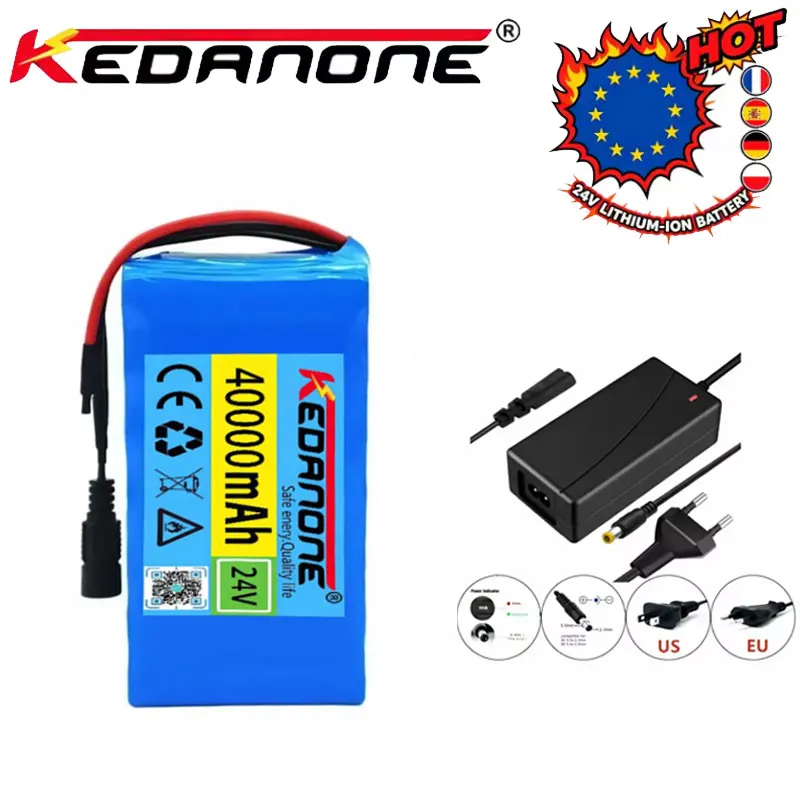 Batteria al litio ad alta capacità 7S3P 24V 50Ah per sedie a rotelle, con celle 18650, capacità totale di 50000mAh, ricaricabile, dotata di caricabatterie rapido da 29,4V 2A.